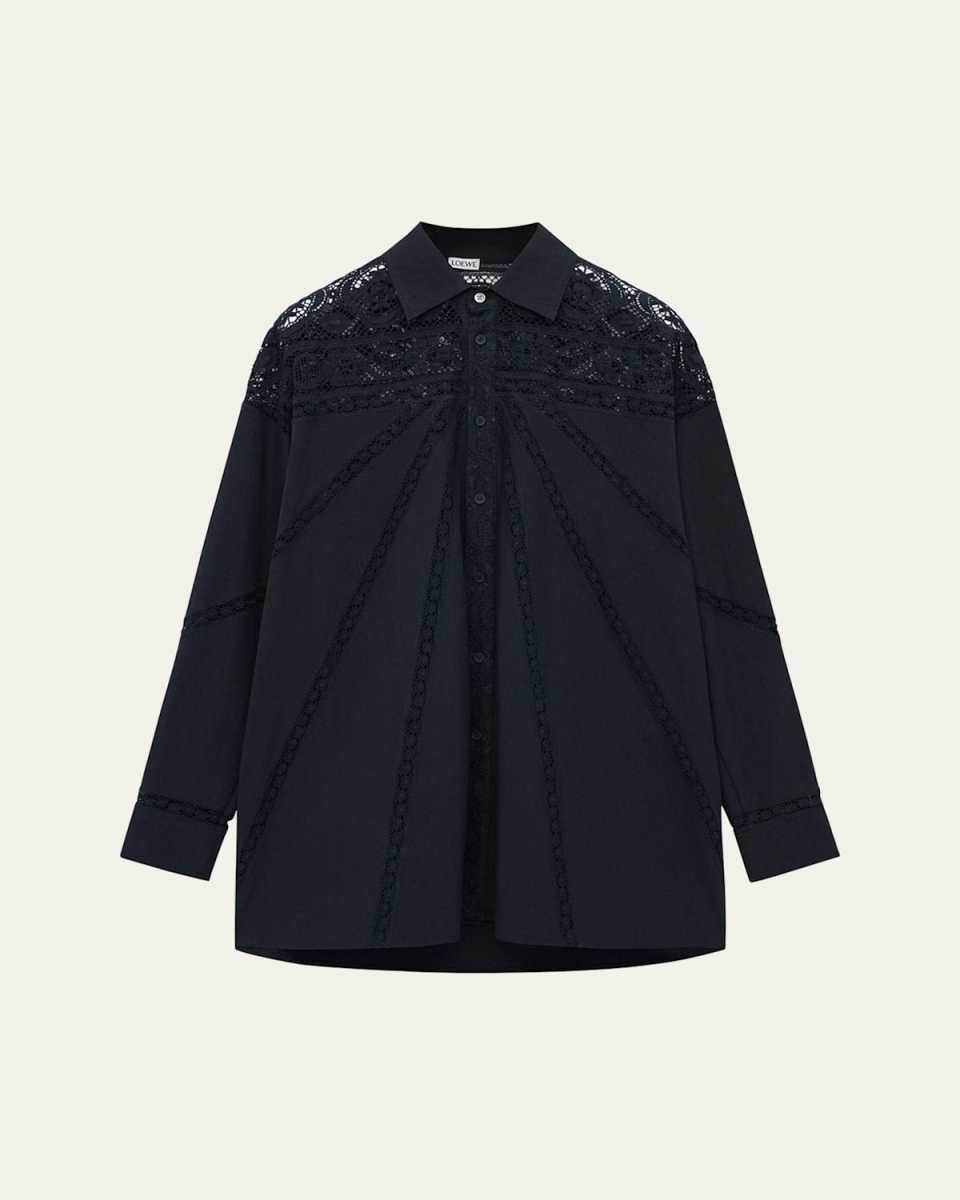 Sheer Lace Button Down Blouse
